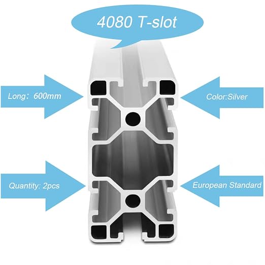 4080 T Slot Aluminum Extrusion for 3D Printer Parts and CNC DIY Silver 600mmX2