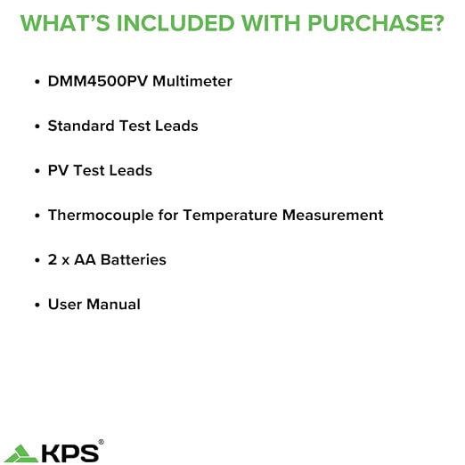 KPS DMM4500PV TRMS Multimeter – 1500V DC Rated for Solar Applications | High Voltage Tester for Solar and Utility Technicians