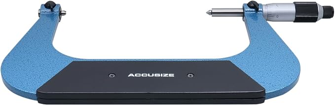 Accusize Industrial Tools 5-6'' by 0.001'' Screw Thread Micrometer with 3 Anvil in Fitted Box, S916-C755 | 3 Anvil Sets: 13-9, 8-5, 4.5-3.5 TPI, 0.001" Resolution, ±0.00016" Accuracy