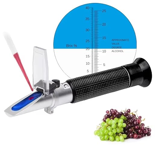 Generic Refractometer for Measuring Grape Wine Juice, which Measures The Sugar Content in The Original Grape Juice and predicts The Alcohol Level of The Wine. 0-40% Brix and 0-25% Dual Scale