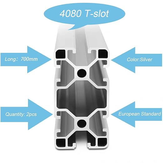 4080 T Slot Aluminum Extrusion for 3D Printer Parts and CNC DIY Silver 700mmX2