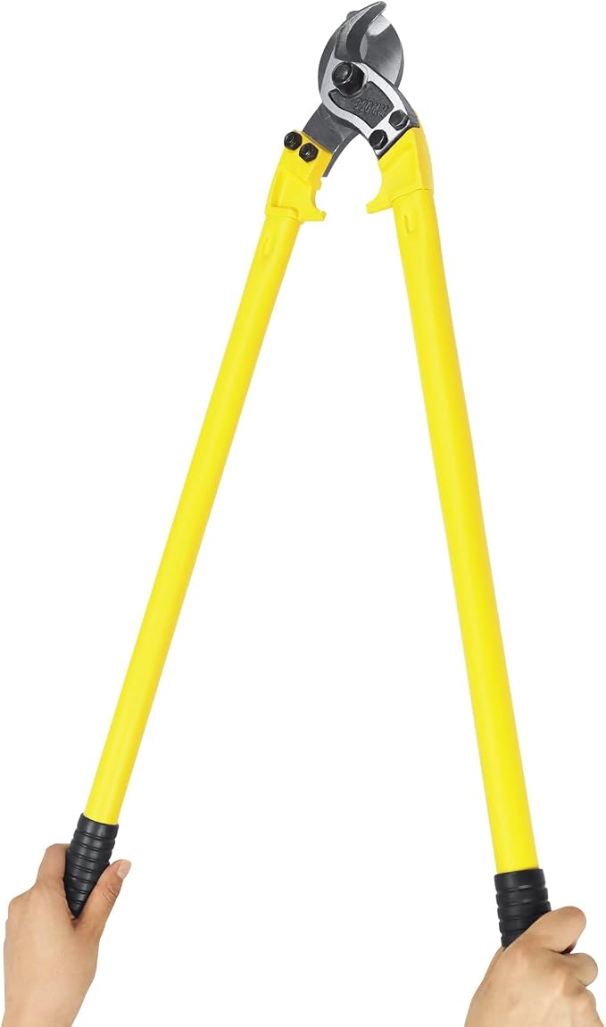 QWORK Cable Cutter, 32 Inch Stainless Steel Hardened Cutter for Cutting Up to 1/2" Wire Rope