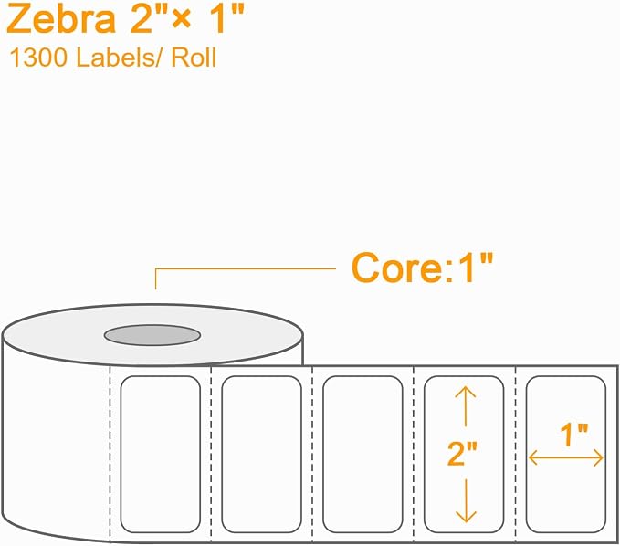 (31200 Labels/24 Rolls) Labelebal 2" x 1" Direct Thermal Label (3-Proof 1" Core) Multipurpose Shipping Address Barcodes Labels Compatible for Zebra & Rollo Desktop Label Printer (1300 Labels/Roll)