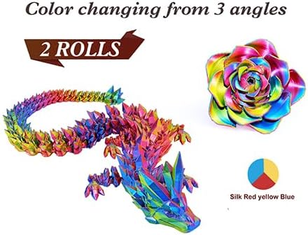 LOVOON Silk PLA 3D Printer Filament Bundle 2 KG, PLA Filament 1.75mm, Shiny Silk Blue/Yellow/Red and Silk Black/Red, Color Changing 3D Printer PLA Filaments, 1KG X 2 Spools