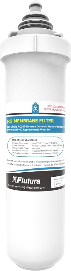 RF-40 Membrane Water Filter Replacement Cartridge Compatible With Brondell RC100 RO System, Lasts 24 Months, NOT Including Filter Indicator Replacement Battery, 1 Pack (1*RO Membrane Filter)
