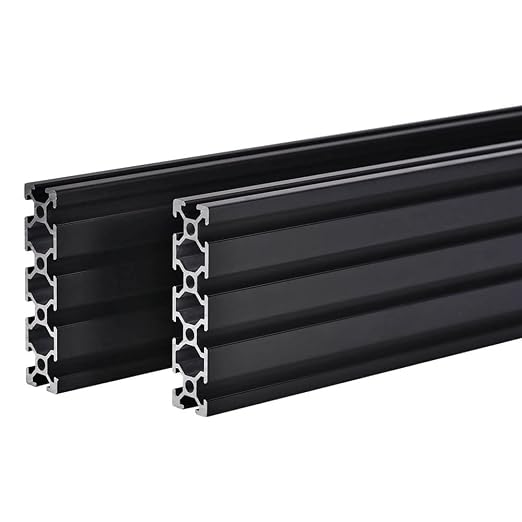 2PCS 20 Series T Slot 2080 Aluminum Extrusion Profile 39.4'',European Standard Anodized Linear Rail for 3D Printer Parts and CNC DIY 1000mm Black(39.4inch)