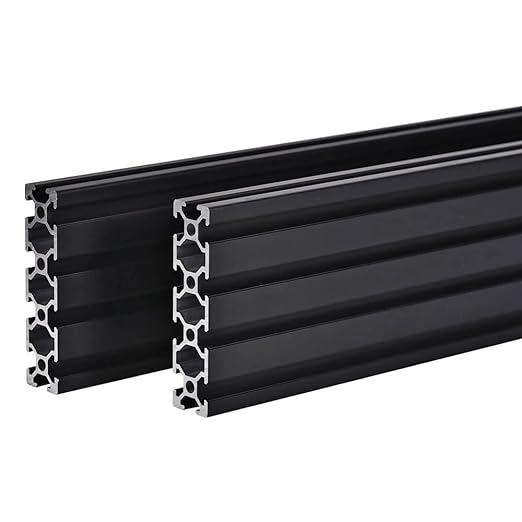 IXGNIJ 2PCS 2080 T Slot Aluminum Extrusion Profile 59'',European Standard Anodized Linear Rail for 3D Printer Parts and CNC DIY 1500mm Black(59inch)