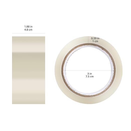 Amazon Basics Shipping Packing Tape for Packaging, Moving and Storing, Clear, 1.88 in x 72.2 yards, 1.8mil Thickness, 12-Roll