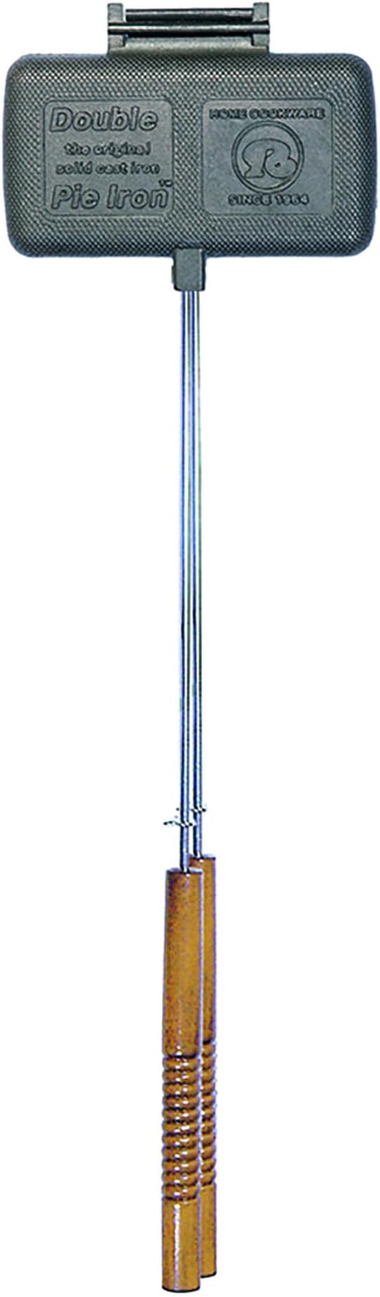 Rome Industries 1605 Double Pie Iron with Steel and Wood Handles, Gray | camping-kitchen-equipment
