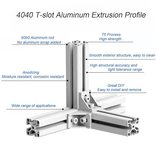 4PCS T Slot 4040 Aluminum Extrusion Profile 27.5'',European Standard Anodized Linear Rail for 3D Printer Parts and CNC DIY 700mm Silver(27.5inch)