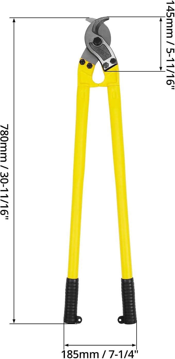 QWORK Cable Cutter, 32 Inch Stainless Steel Hardened Cutter for Cutting Up to 1/2" Wire Rope