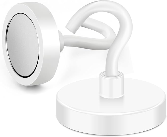 MIKEDE Magnetic Hooks Heavy Duty 170LB Super Strong Hooks for Cruise | Neodymium Earth Magnets with Hook for Hanging Magnetic Metal Hanger for Fridge Toolbox Storage White 4 Pack
