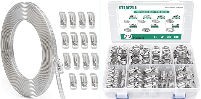 OURU 30FT DIY Hose Clamps+72PCS Hose Clamps Assortment Kit