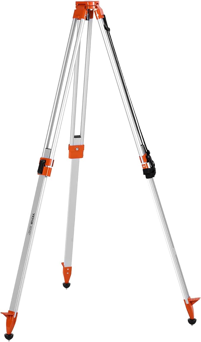 VEVOR Laser Level Tripod Stand, 5/8"-11 Thread Mount, 16.53-65.55 inch Height Adjustment Heavy Duty Survey Tripod for Construction Laser Level Scanner, Retractable Legs Non-Skid Feet Professional