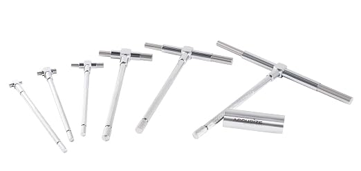 Accusize 5/16 in-6 in Telescoping Gage Set, 6 Pc | Hardened Tool Steel Contacts, Self-Centering Handle, Smooth Spring Tension, Vinyl Case, EG02-5011