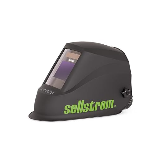 Sellstrom Welding Helmet, S26200 - Advantage Plus Series with ADF, Lightweight, Ergonomic, Nylon Shell, Blue Lens Technology, Weld and Grind Modes, Black and Green