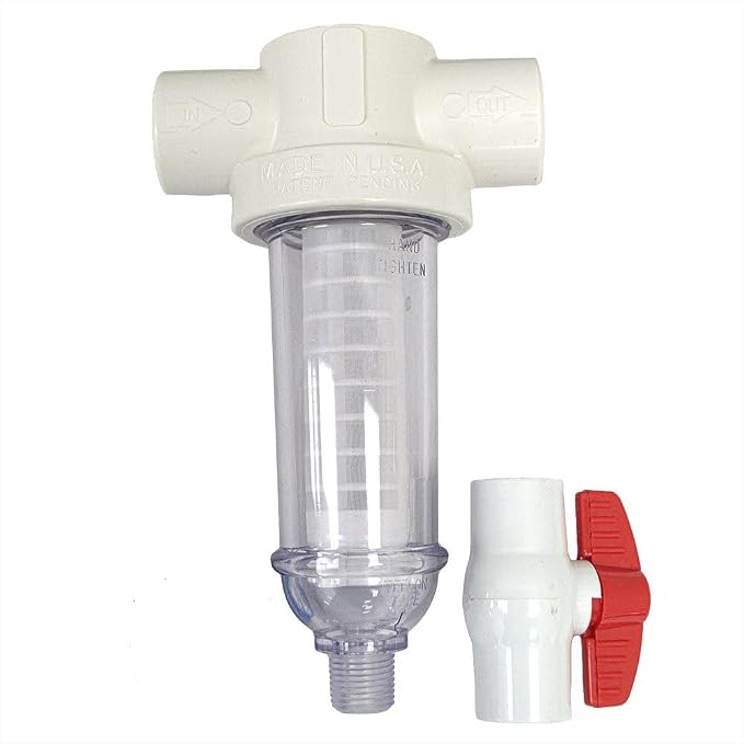 Merrill MFG 1-Inch Spin Down Sediment Water Filter, PVC T-Style with 100 Mesh Screen for Well and Irrigation Filtration
