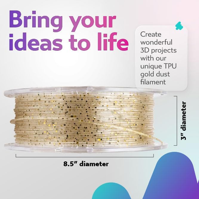 Cookiecad TPU Filament 1.75mm 1kg Translucent Glitter 3D Printer Filament - Gold Dust TPU