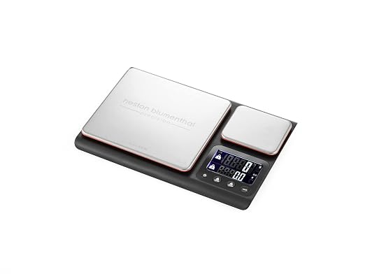Heston Blumenthal Dual Platform Precision Scale by Salter, 10kg Capacity, Ultimate Accuracy Platforms, Easy-to-Read Digital Display, Measures Metric and Imperial Weight, Aquatronic Feature - Black