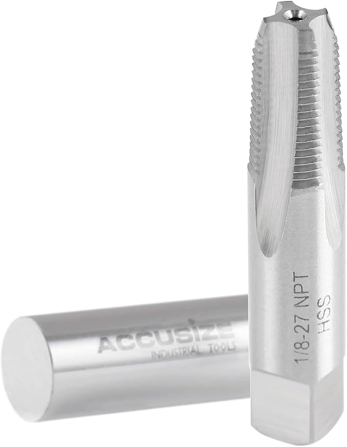 Accusize 1/8"-27 HSS Taper Pipe Tap - NPT, NPT-18 | 1/8"-27, 4 Flutes, 2-1/8" OAL, HSS Taper Pipe Tap - NPT