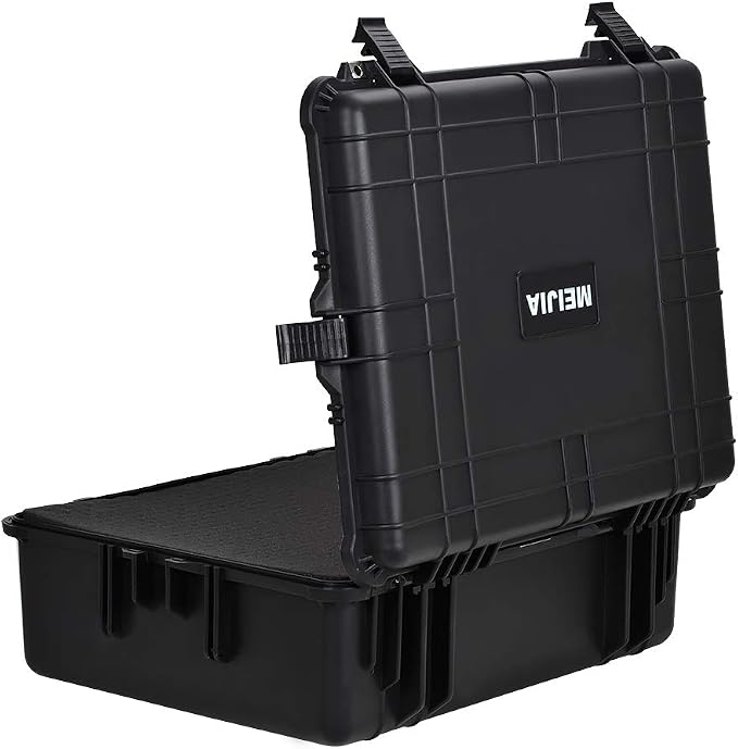 MEIJIA All Weather Waterproof Hard Camera Case,Hard Case with Customizable Fit Foam,Fit Use of Drones,Camera,Equipments,Pistols,Elegant Black (Black, 24.25"X19.43"X8.68")