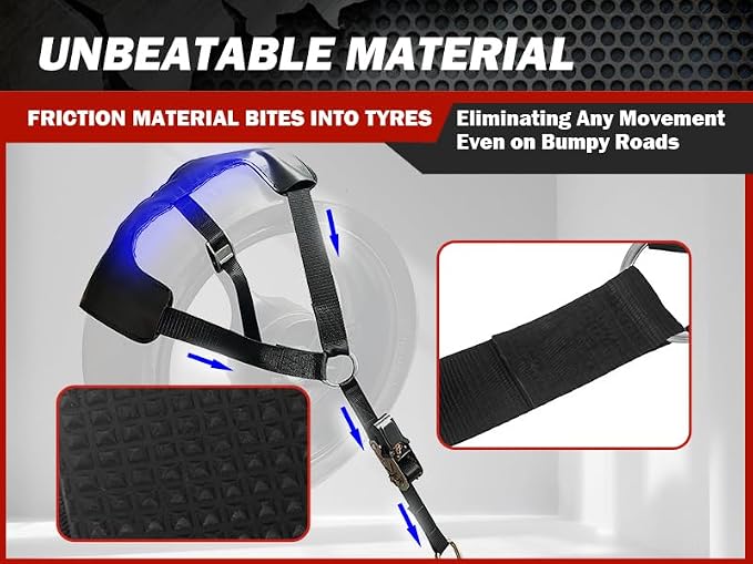 Motorcycle Tie-Down Strap Kit, Front Handlebar & Rear Wheel Tie Down Straps, Heavy Duty 1,500 lbs Break Strength with Ratchet Straps for Motorcycle Transport