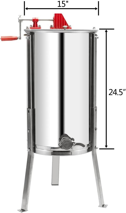 VINGLI Upgraded 3 Frame Honey Extractor Separator, Food Grade Stainless Steel Honeycomb Spinner Drum Manual Crank with Adjustable Height Stands,Beekeeping Pro Extraction Apiary Centrifuge Equipment