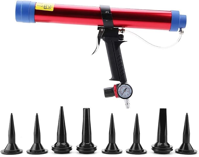 Marhynchus Pneumatic Glass Glue Sealant Caulk Gun Cartridge Air Gun 300~600ML for Electronic Appliances, Automotive Components, Building Decoration Battery Powered Caulking Gun cordless caulking gun