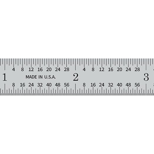 PEC Tools 12" Metal Ruler, Flexible Stainless Steel Rule, 4R Graduation, Made in USA