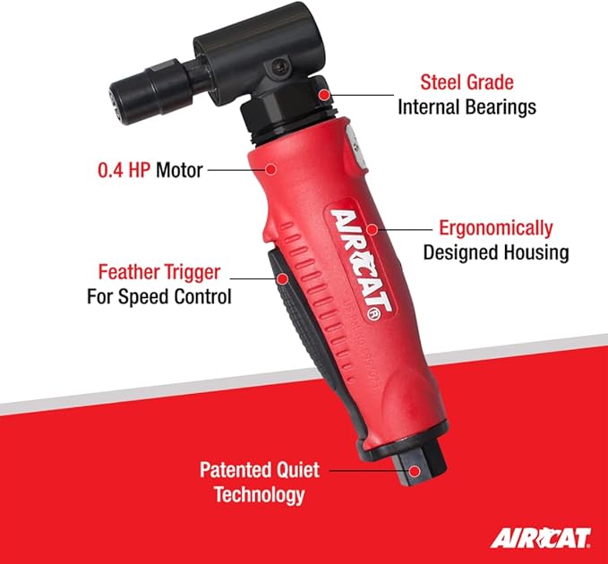 AIRCAT Pneumatic Tools 6255 Composite Right Angle Die Grinder 20,000 RPM