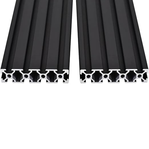 2PCS 20 Series T Slot 2080 Aluminum Extrusion Profile 15.75'',European Standard Anodized Linear Rail for 3D Printer Parts and CNC DIY 400mm Black15.75inch