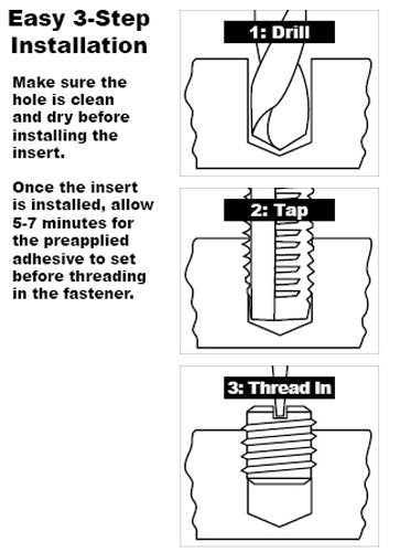 E-Z LOK EZ-310-M6 Thread Repair Kit for Metal Carbon Steel Threaded Inserts M6-1.0 and Installation Tools
