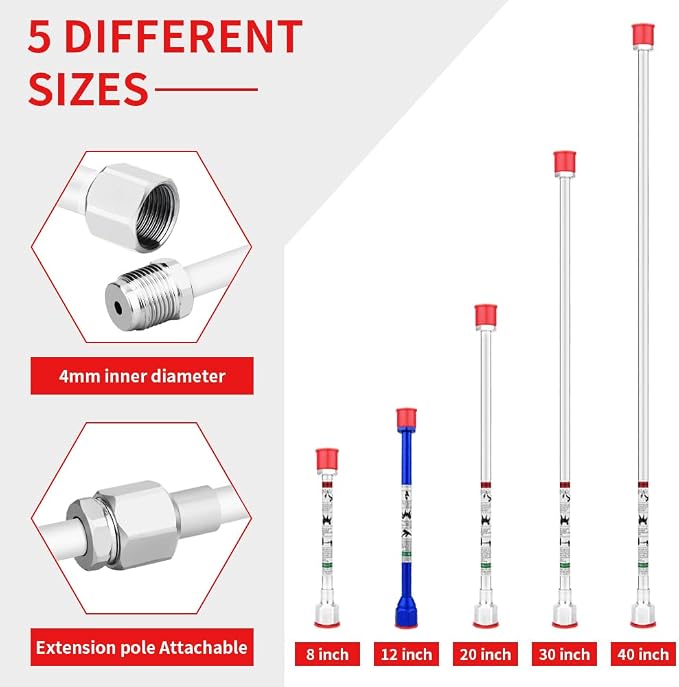 Spray Freely-8 Piece Set of Extension Pole Rod,Airless Paint Sprayer Gun Tip Extension Pole,with Swivel Joint Reversible Spray Tips and Tip Guard Protector (8in 12in 20in 30in 40in)