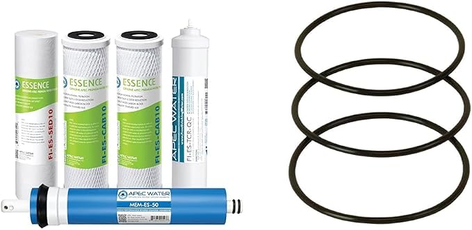 APEC ESSENCE Series 50 GPD Complete Replacement Filter For Undersink System(FILTER-MAX-ES50) & Replacement ORing for ROES-50 3.5" OD Reverse Osmosis Water Filter Housings, O-Ring (3 pcs O-Ring-Set-B)