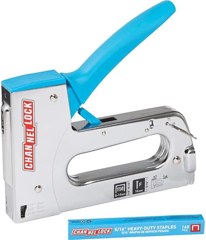 Channellock Heavy-Duty Staple Gun E02325 - Manual Operation, Metal Construction - 2.2 lb