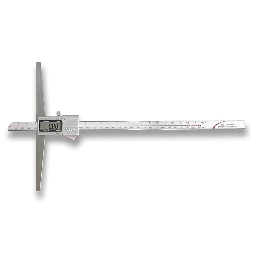 12" / 300mm Digital Depth Gauge with 6" Base, Stainless Steel Electronic Measuring Tool, IP54 Waterproof Depth Caliper for Grooves, Slots, Holes, CNC, Woodworking & Metalworking (Base Length: 6")