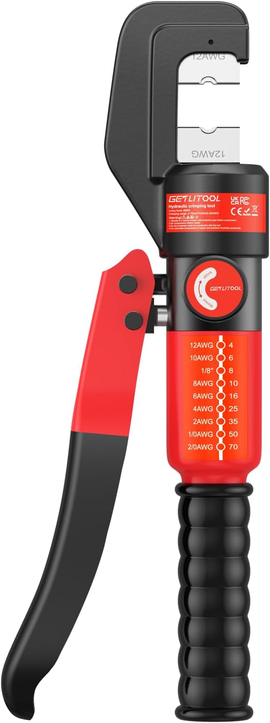 GETLITOOL 8-Ton Hydraulic Crimping Tool Kit with 9 Dies & Wire Cutter, Heavy-Duty Hydraulic Crimper for Battery Cables, Lugs, and Terminals for Electrical, Solar, and Automotive Applications