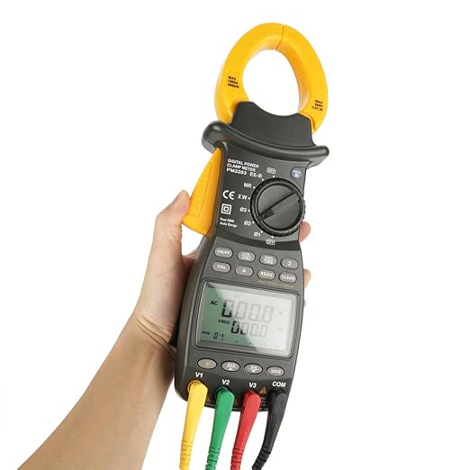 Jeanoko 1PCS MS2203 3-Phase Clamp Meter with 9999 Count Display Digital Multimeter Power Factor Clamp Meter, 28 Groups Data Storage Digital Clamp Meter