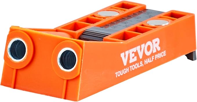 VEVOR Pocket Hole Jig, 56 Pcs Mini Jig Pocket Hole System with 9" C-clamp, Step Drill, Wrench, Drill Stop Ring, Square Drive Bit, and Screws, for DIY Carpentry Projects