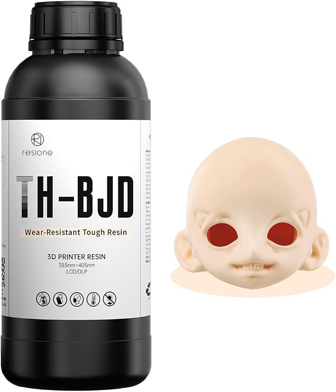 RESIONE Tough 3D Printer Resin, 3D Printing Liquid for BJD & Articulated Figures – Non-Yellowing, Wear Resistant, Drop-Resistant, ABS-Like UV Resin for LCD DLP MSLA Printers, Cream Pink, 1KG