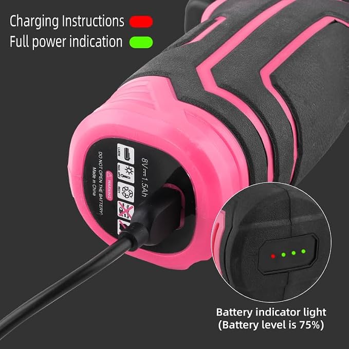 133-Piece Pink Electric & Manual Tool Set for lady - USB Rechargeable Handheld Screwdriver, Claw Hammer, Drill Bits, Essential Accessories, Portable Storage Case, Ideal Gift for Women