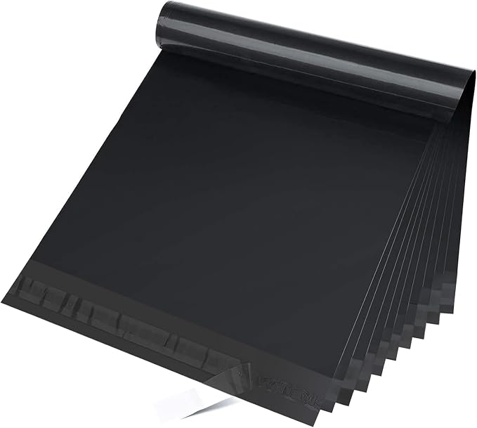 Fuxury Poly Mailers 10x13 Inch 50Pcs, Waterproof Shipping Bags for Clothing | Strong Adhesive Shipping Envelopes for Small Business Suppliers, Self Seal Mailers Poly Bags Mailing Envelopes Black