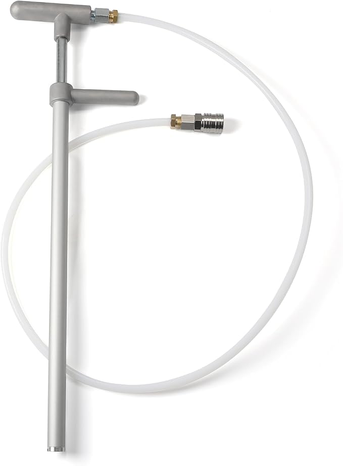 Manual Grease Gun, 495mm Overall Length, 10mm OD Nylon Hose, R1/4 Straight Connector & 11.8mm Quick Coupler, Lightweight Hand Grease Pump for Machinery Lubrication