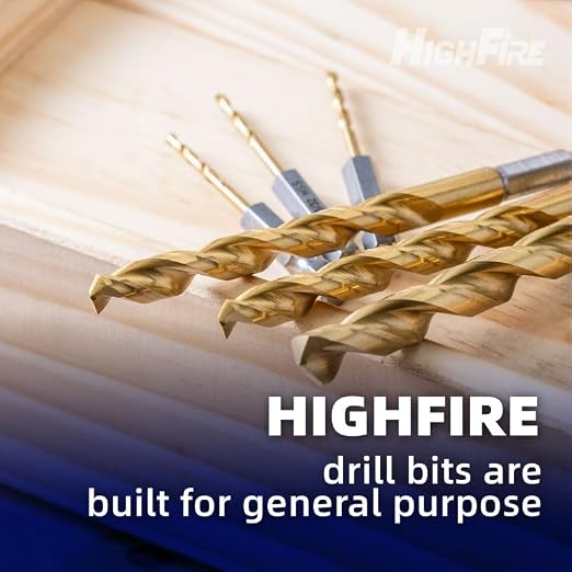 HIGHFIRE 5/16" 135 Degrees Split Point Drill Bits, Hex Shank Twist Drill Bits, DIY Purpose Drill Bit Set, HSS Titanium Drill Bit, Hex Drill Bits for Steel (Pack of 6 Identical Pcs)