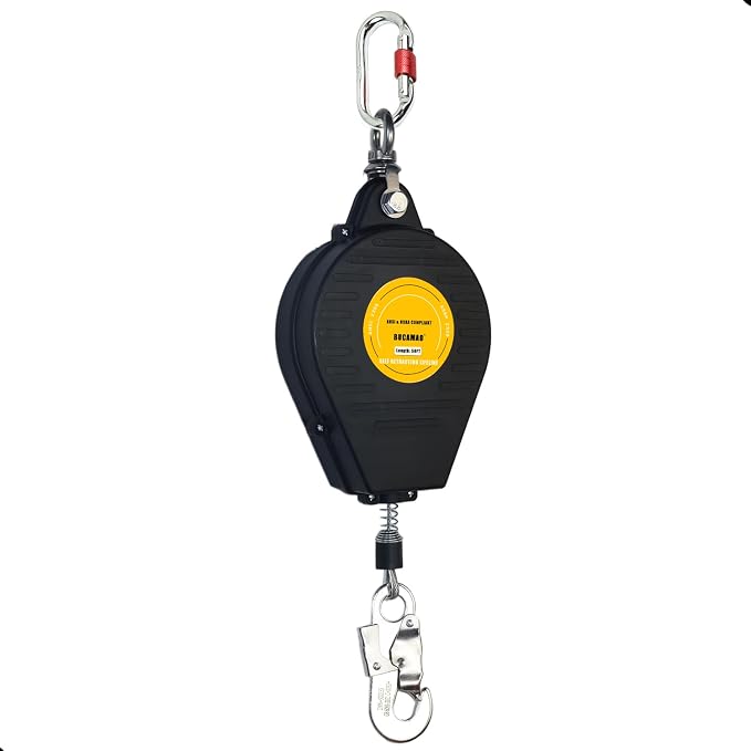 Swivel Top Self Retracting Lifeline, BUCAMAO 50FT Retractable Lanyard, SRL | Steel Wire, Srl Fall Protection, Retractable Safety Lanyard, Safety Harness Yoyo, Fall Protection Kit, Fall Arrestor