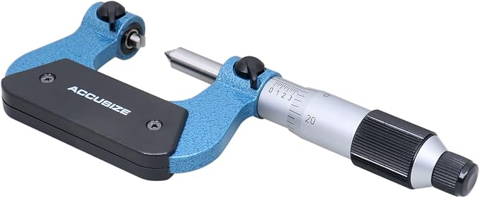 Accusize Industrial Tools 0-1'' by 0.001'' Screw Thread Micrometer with 5 Anvil in Fitted Box, S916-C750 | 5 Anvil Sets: 64-48, 44-28, 24-14, 13-9, 8-5 TPI, 0.0001" Resolution, ±0.00016" Accuracy