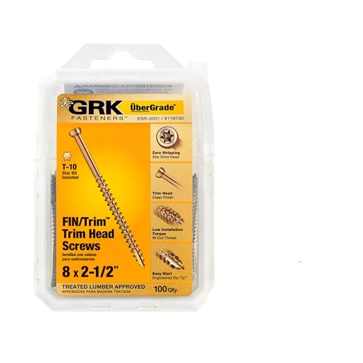 GRK Fasteners #8 x 2-1/2 Inch Finish & Trim Screws, 100 PCS, Indoor/Outdoor for Treated Lumber, with Rust Resistant Climatek™ Coating, Star Drive Recess, T-10 Bit Included, Gold (6-Pack; 600 Count)