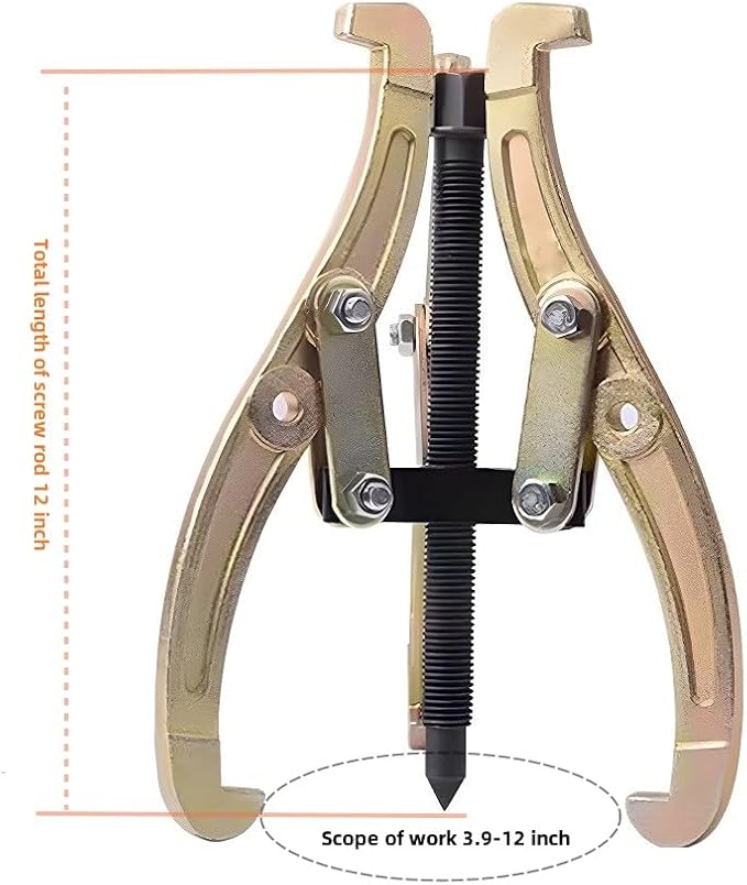 3-Jaw Gear Puller, 2/3-Jaw Puller with Reversible Jaws for Removal of Pulley Flywheel Bearing Puller Tool Separate Lifting Device (12inch)