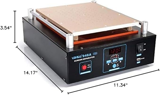 YIHUA 946A-III Digital LCD Screen Separator 5V 2A USB Power Supply with Built-in Long-Lasting Vacuum Pump for Mobile Ipad °F /°C （Aluminum Panel Size: 28cm x 22cm /11" x 8.7" ±0.05）