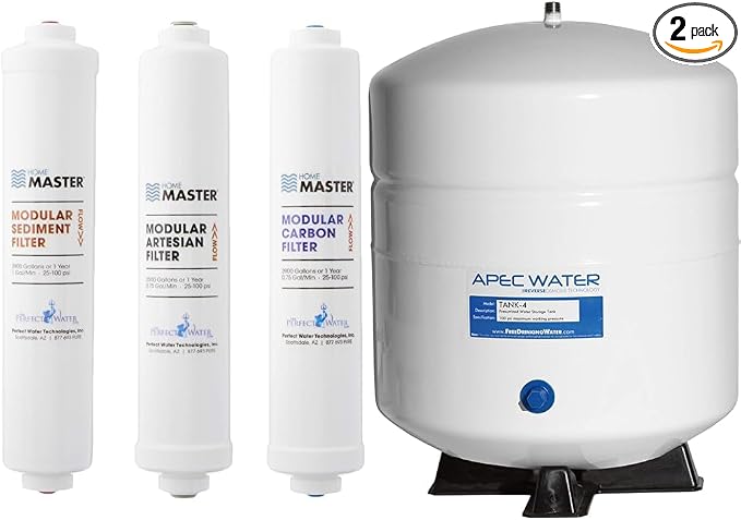 Home Master ISetTMA8 Artesian and HydroGardener Replacement Water Filter Change Set, White & APEC Water Systems Tank-4 4 Gallon Residential Pre-Pressurized Reverse Osmosis Water Storage Tank